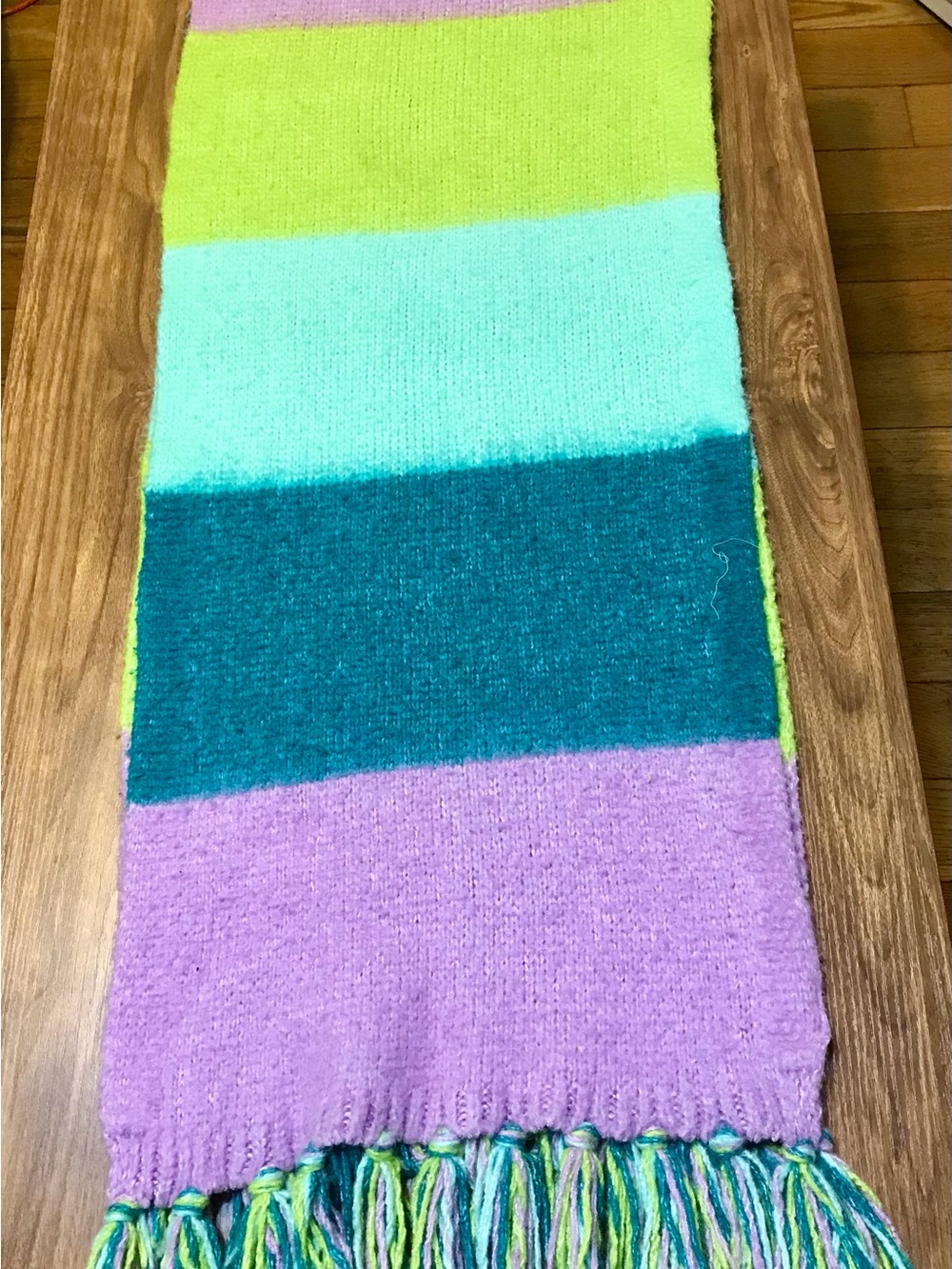 Gap Colorblock Wool Blend Knit Fringe Scarf - Pastel Multicolor - Picture 2 of 6